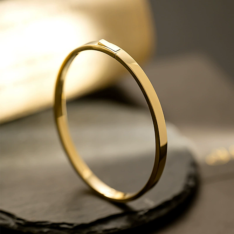 Чистое золото 18K 14K золотой браслет Итальянское ремесло гладкие полые широкие пряжки золотые украшения 40548