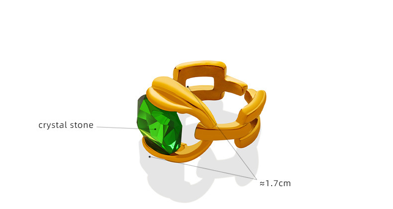 French Style Geometric Titanium Steel Rings Plating Artificial Crystal Stainless Steel Rings