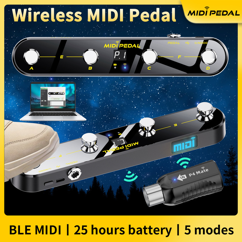 ワイヤレス MIDI コントローラー ペダルには、カスタム互換性と長いバッテリー寿命を備えた MIDI レシーバーが付属しています|undefined