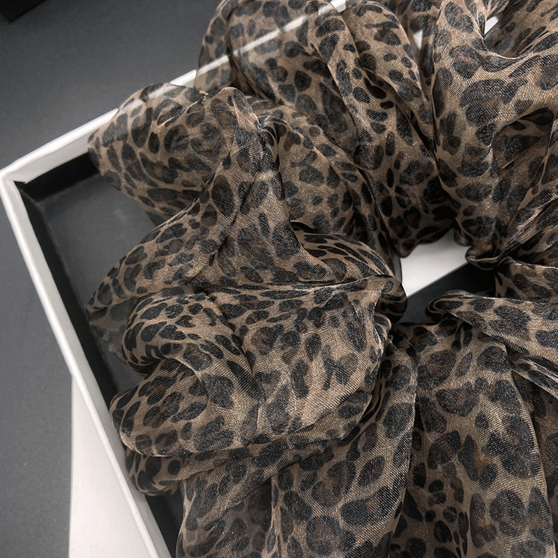 Elastico per capelli elegante retro mesh stampa leopardata_voghion.com