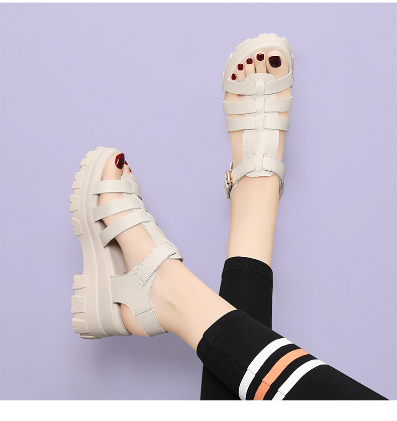 Sandal thể thao nữ đế xuồng đục lỗ mùa hè 2024 — 12077 màu đen, Màu be 12077 chi tiết 16