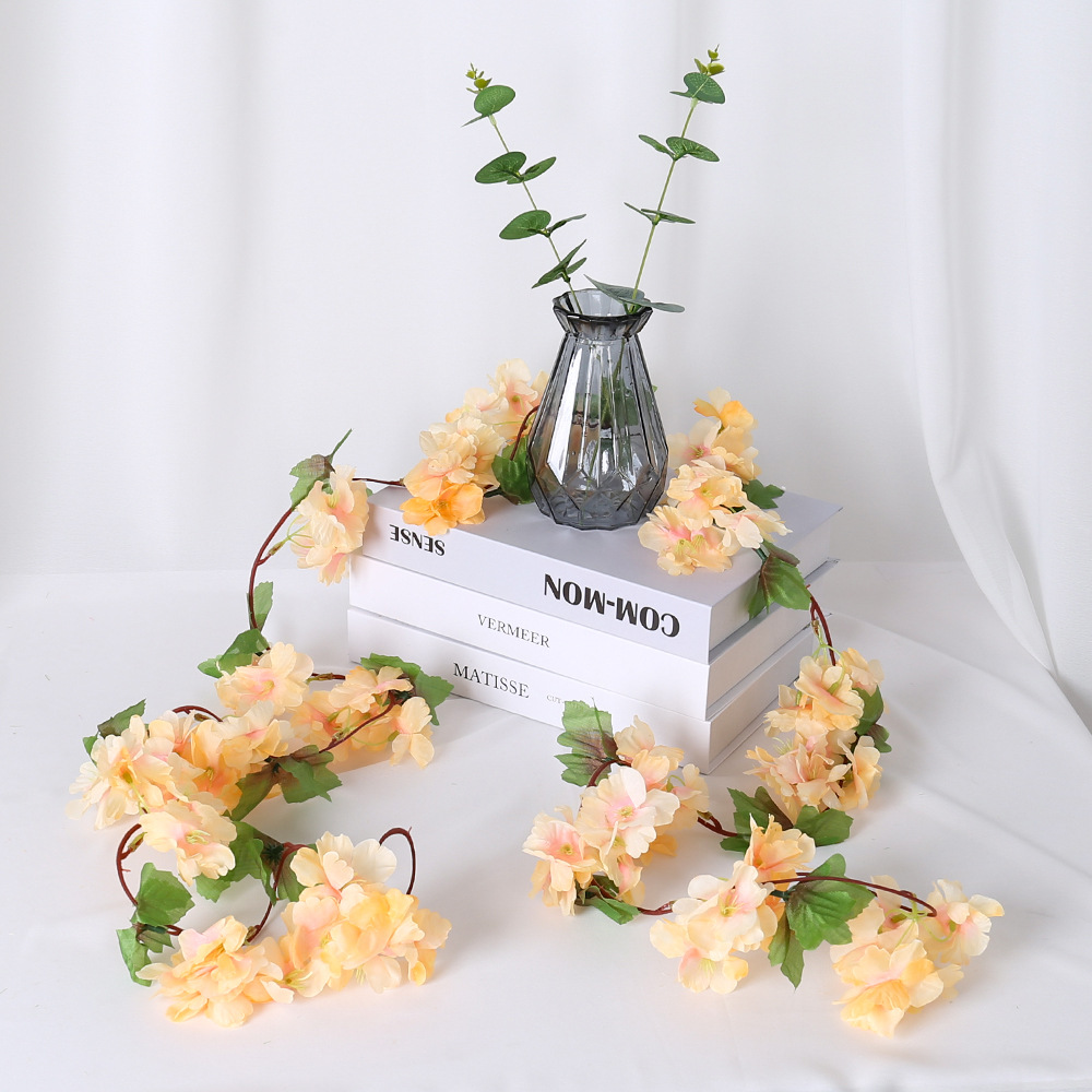 18 diadema hoja flor de cerezo ratán flor artificial boda hogar tubería techo barandilla decoración pétalos accesorios flor de seda