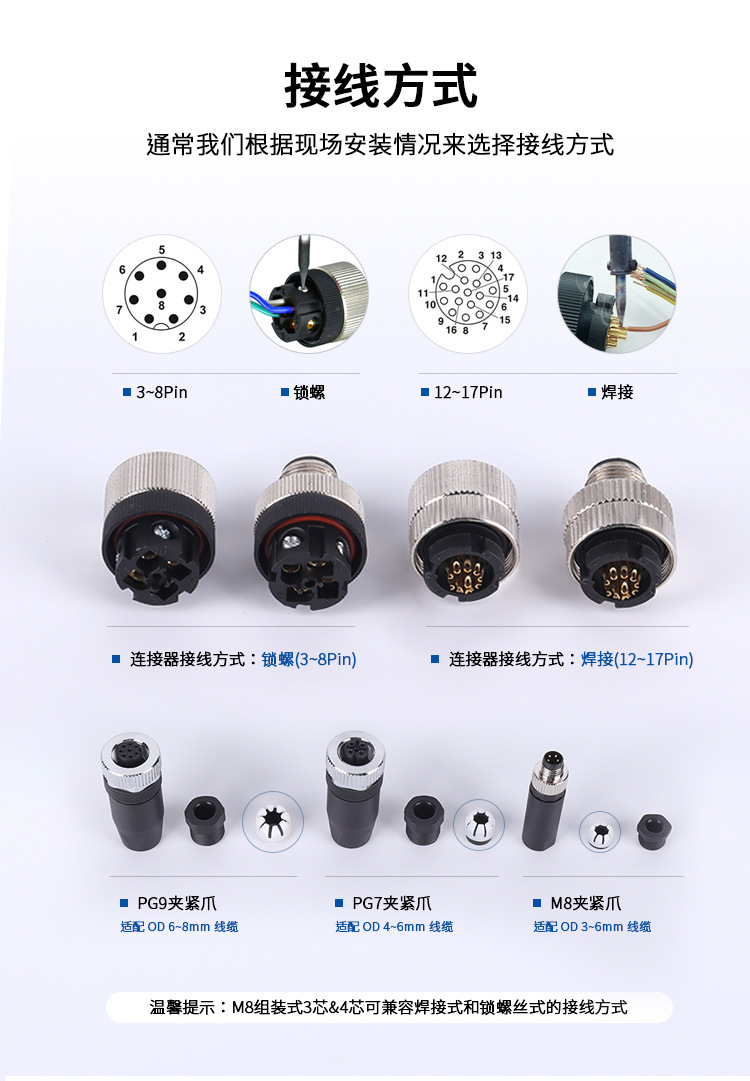 m12航空插头连接器装配式组装免焊公母弯直345681217芯金属塑料圆形防水连接器 - 深圳亿联连接技术有限公司