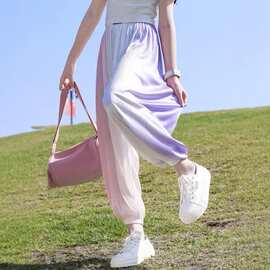 女童束脚裤夏季儿童薄款冰丝中大童夏装休闲运动少女孩防蚊长裤子