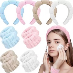 ヨーロッパとアメリカのシンプルなスポンジツイストヘッドバンドメーカー卸売女性用高頭頂洗顔メイクアップリストバンド付きヘッドバンド