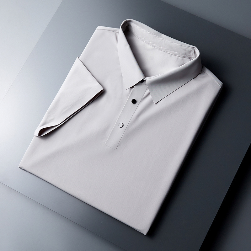 Camiseta de polo de hombre de negocios sin marcas verano sensación de hielo piel transpirable camiseta de seda de hielo ropa de trabajo de manga corta puede imprimir LOGO
