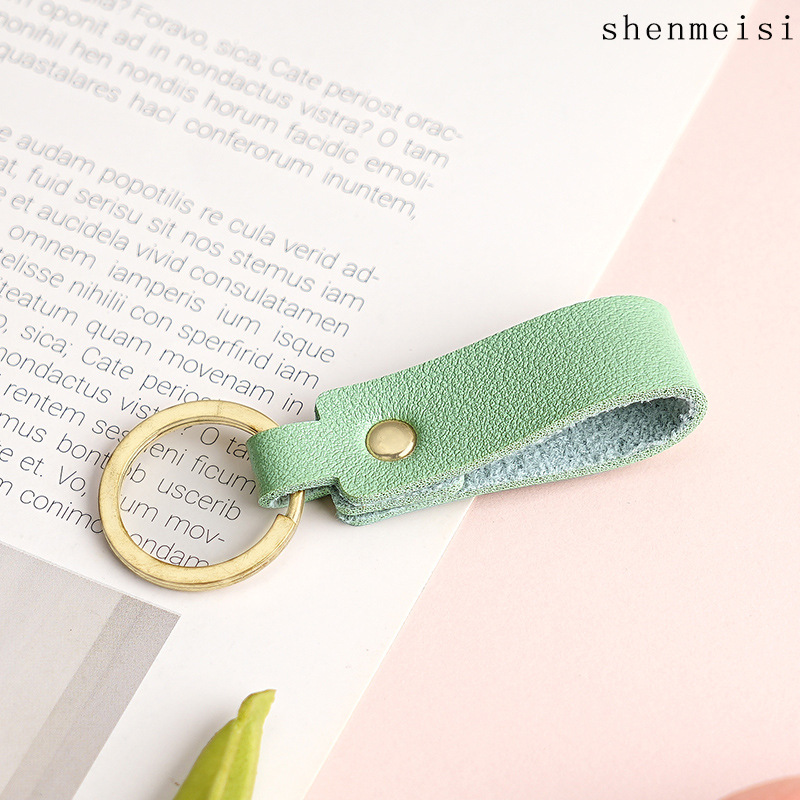 Keychain de cuero pu transfronterizo estilo simple de mano hebilla de cuero logotipo imprimible colgante de cuero llavero para hombres y mujeres