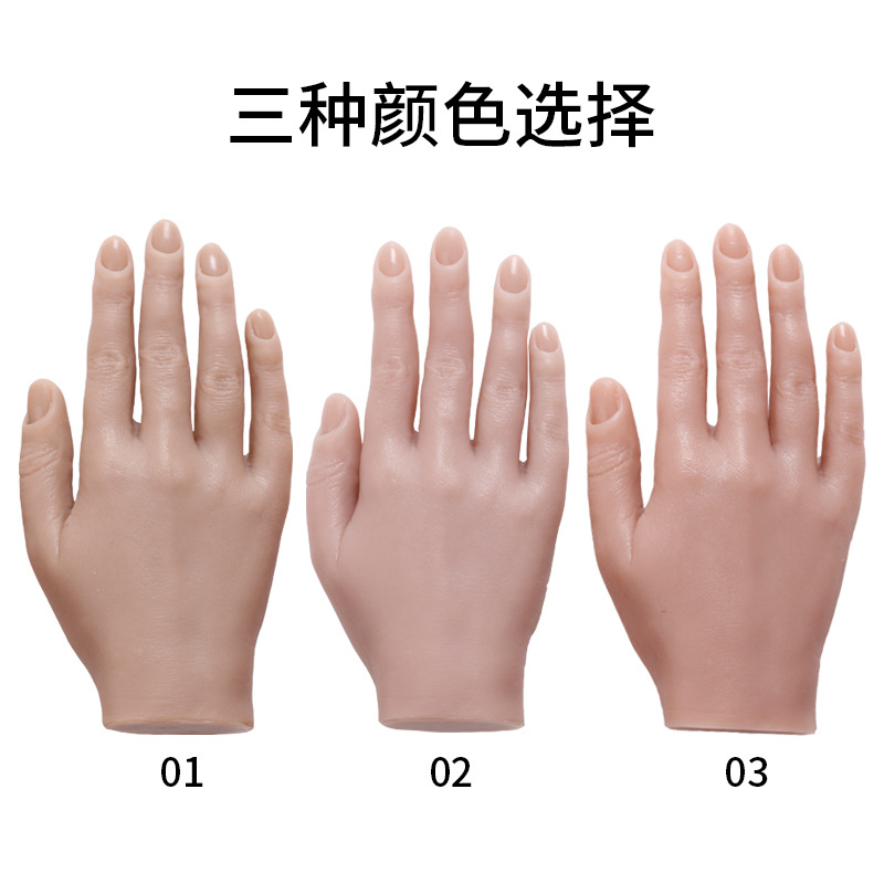 Ventas transfronterizas de manicuría de silicona pura práctica de mano modelo articulado flexible de manicuras de silicona modelo de mano artificial