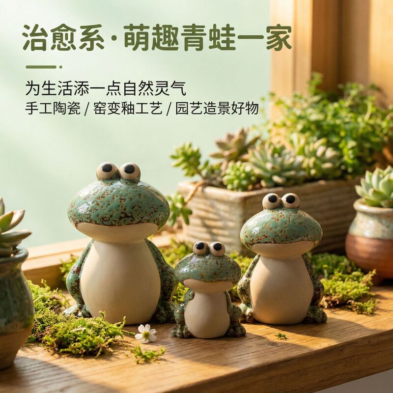 Ceramic Crafts Creative Decorative Ornaments Set Ceramic Frog Furnishings Home Toilet Bolt Cover Bathroom Decoration