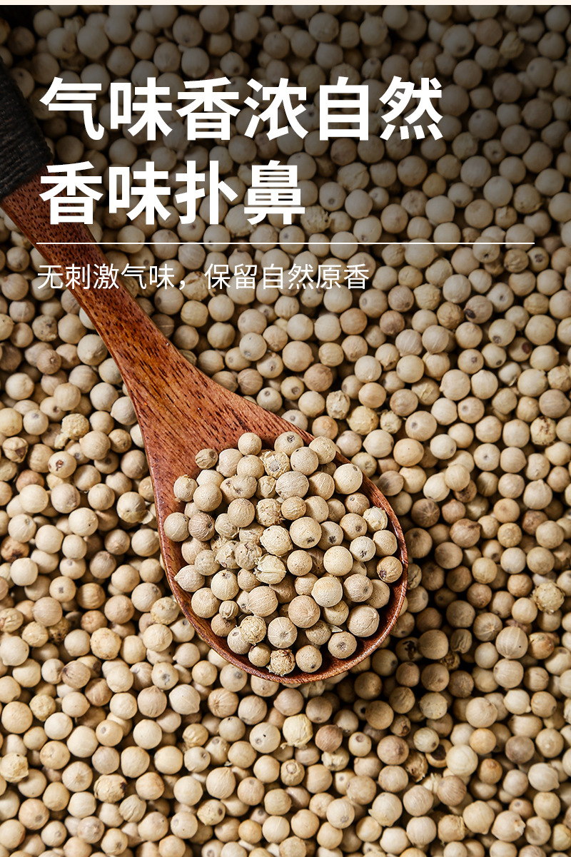 White Pepper Granules (Piper nigrum) — Dried Culinary Spice for Broths & Seasoning in use