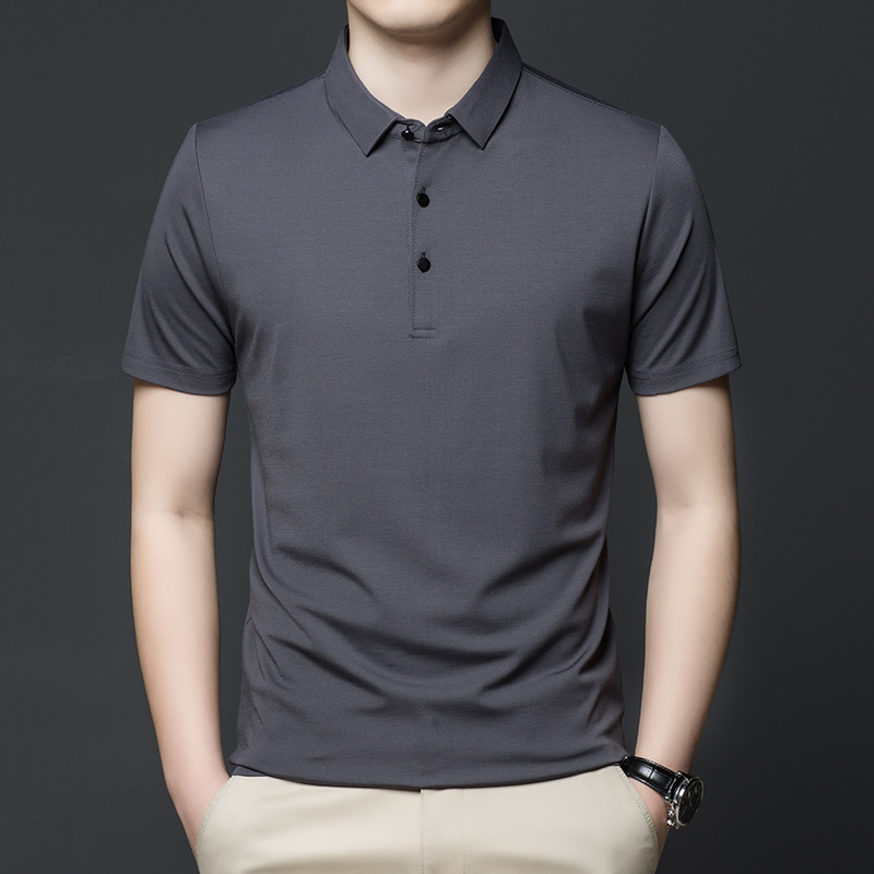 Summer men's solid color Polo shirt fash...