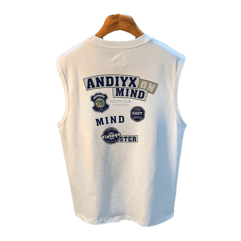Ärmelloses Herren-T-Shirt aus reiner Baumwolle mit Print – trendiges, lässiges Sport-Shirt mit lockerer Passform und kurzen Ärmeln für den Sommer_voghion.com