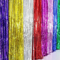 2x1 meter rain silk curtain children's birthday decoration wedding wedding room atmosphere layout bright rain silk tassel wholesale