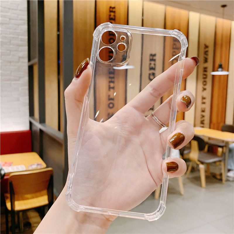Suitable for Iphone14 Transparent Mobile Phone Case Apple 15 Four-Corner Anti-Fall Protective Cover Apple 13 Airbag Shell Silicone 11