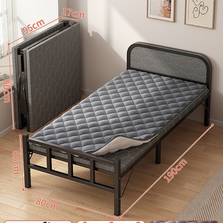 Cama plegable Cama simple para el hogar individual Cama supletoria Cama pequeña para el almuerzo de 1,2 m Cama de hierro dura para adultos