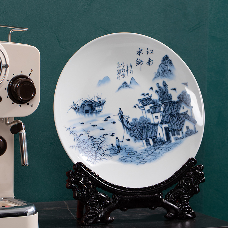 (2개) 공예 BOGU 인치 사무실 산 스트림 봄 운율 JINGDEZHEN 세라믹 도자기 10 장식품 사무실 장식 세라믹 교수형