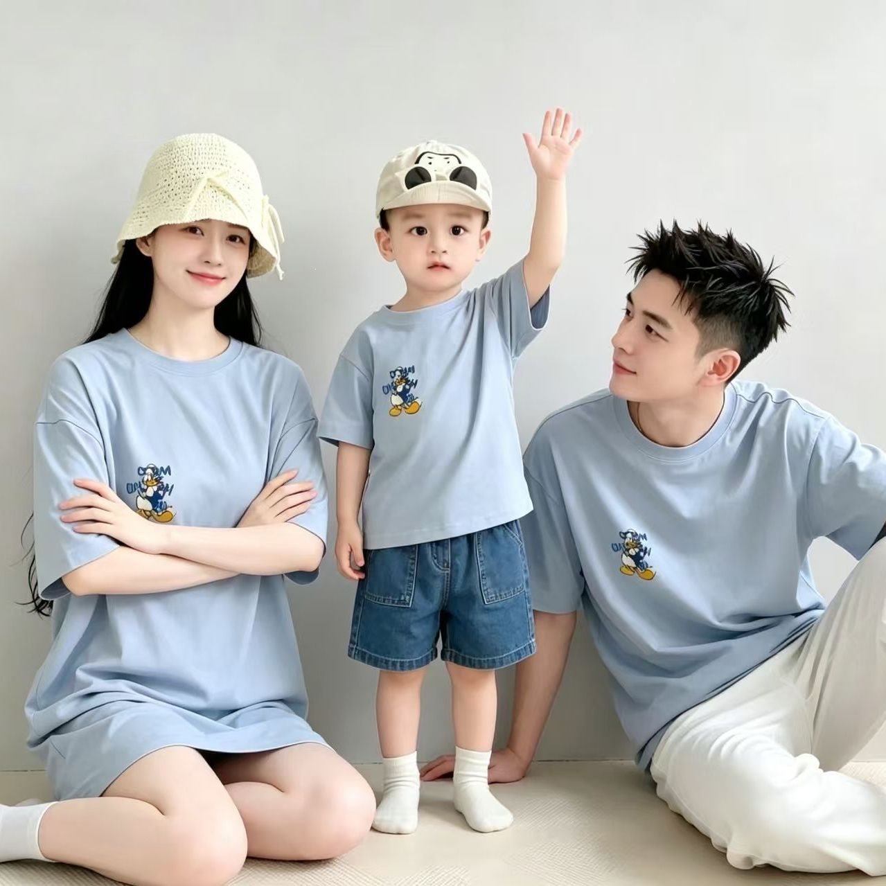 亲子装2026新款一家三口夏装母子母女洋气休闲T恤婴儿连体衣哈衣