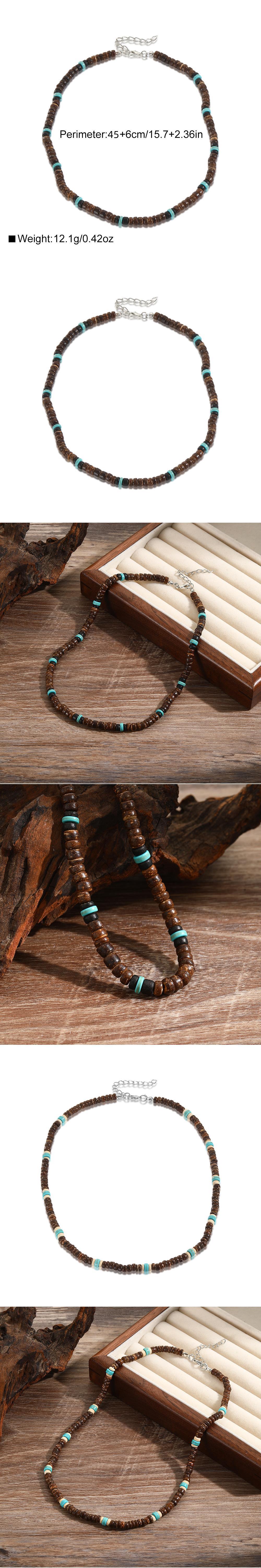 Round Hip-Hop Wood Necklace Wholesale display picture 1