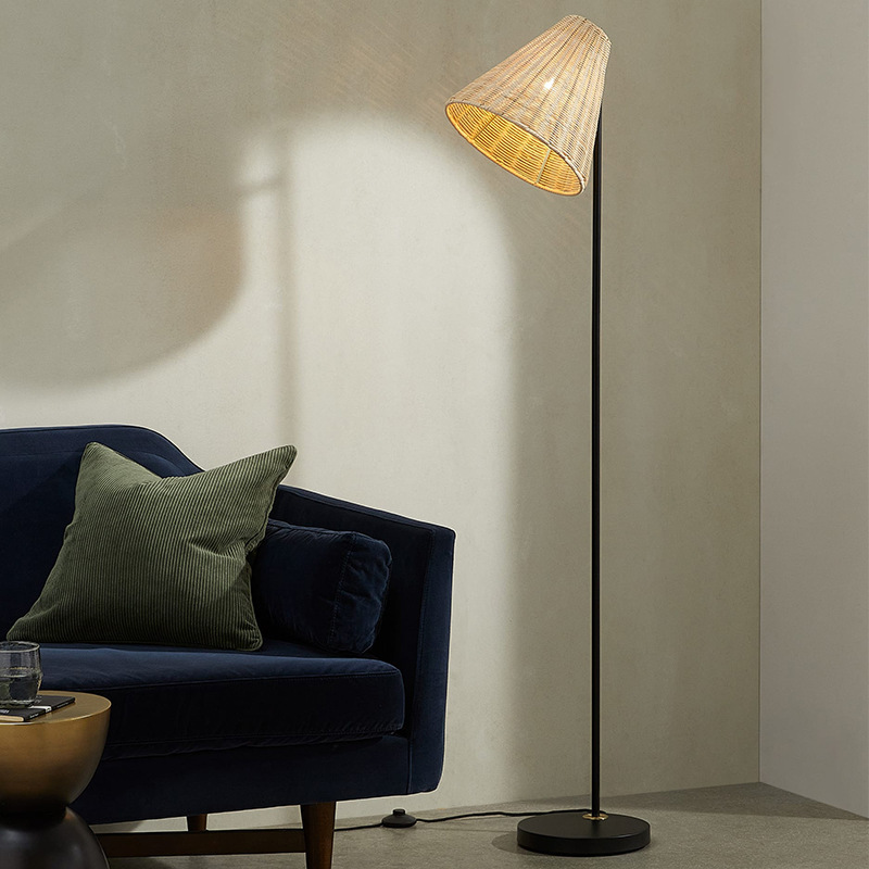 Japanese-style rattan floor lamp modern minimalist living room sofa bedroom hotel study table lamp tea room bed & breakfast vertical lamp