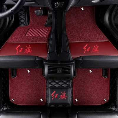Suitable for Hongqi H5, Modelə uyğun ayaqaltı - hongqi-h9-double-layer-black-burgundy-silk-loop