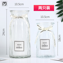 LR玻璃花瓶摆件客厅插花透明水养富贵竹干花瓶2021新款水培器