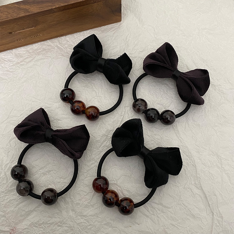 Women's Casual Sweet Bow Knot Cloth Beaded Hair Tie display picture 2
