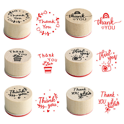 Retro Thank You Thank You Seal Flower Plant Round Seal DIY Creative Handbook Decorative Stamp 6 Types/Set