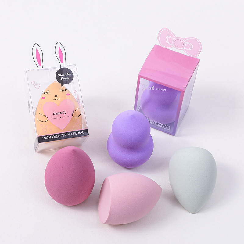 Huevo de maquillaje transfronterizo envasado independiente polvo de cojín de aire para secar y húmedo de calabaza de doble propósito goteo de maquillaje esponja de maquillaje huevo de maquillaje de color
