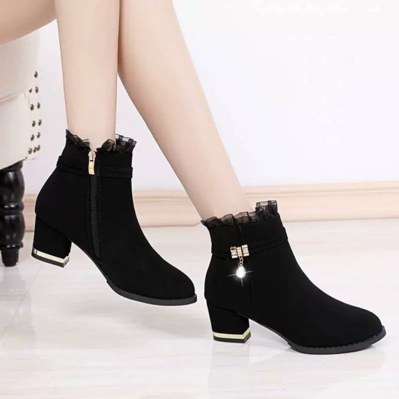 Fleece keep warm suede universal low boots with zipper, 2021 collection