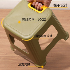 ポータブル子供用スツール、小さなベンチ、バスルームスツール、プラスチック製の家庭用コーヒーテーブル、ロゴが印刷されたハンドル付きの低いスツール、プラスチックスツール