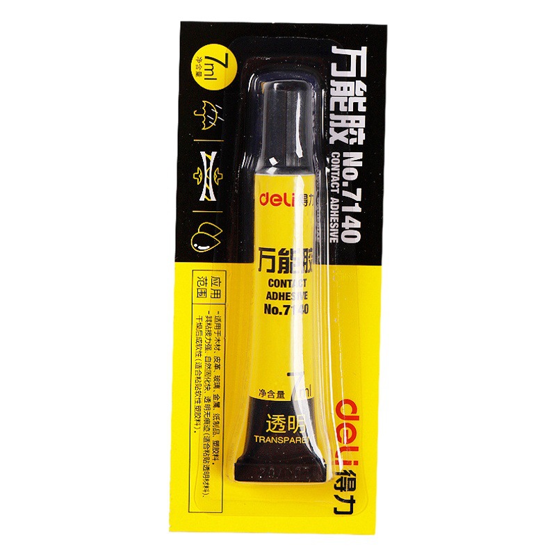 Deli papelería 71,4 millones pegamento 7ml pegajoso cuero de madera metal vidrio porcelana pegamento fijo al por mayor