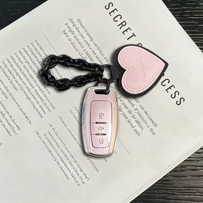 Car key bag | F7X Car H9 Shell H2S Cover - haval-a-model-3-button-quicksand-powder-black-chain-leather-pink-heart