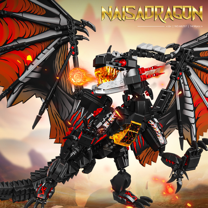 Le Yi 68257-8 Dragón de Fuego, Dragón de Hielo, Dragón Guardián Gigante, Bloques de Construcción Móviles, Juguete de Año Nuevo, Caja de Regalo, Bloques de Construcción image 3