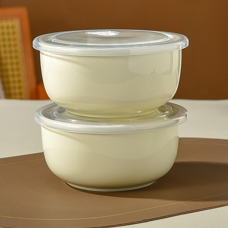 Cuencos de cerámica de tres piezas con cubierta de caja de preservación de microondas sellado de bento para estudiantes de almuerzo de oso grande