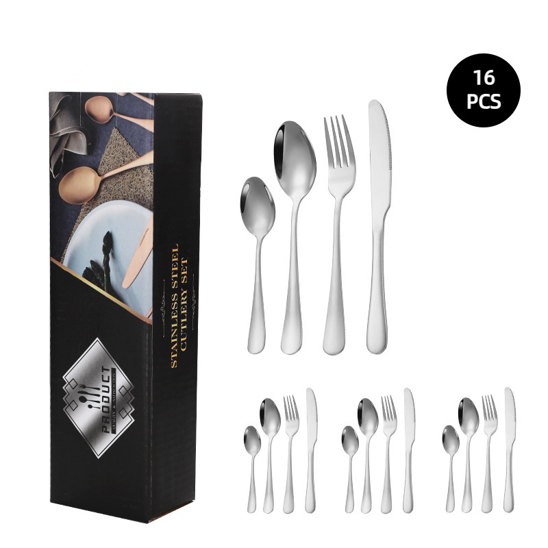 Juego de vajilla de acero inoxidable de Amazon transfronterizo 1010 Cuchillos, tenedores y cucharas de comida occidental Juego de 24 piezas Cuchillos y cucharas de bistec