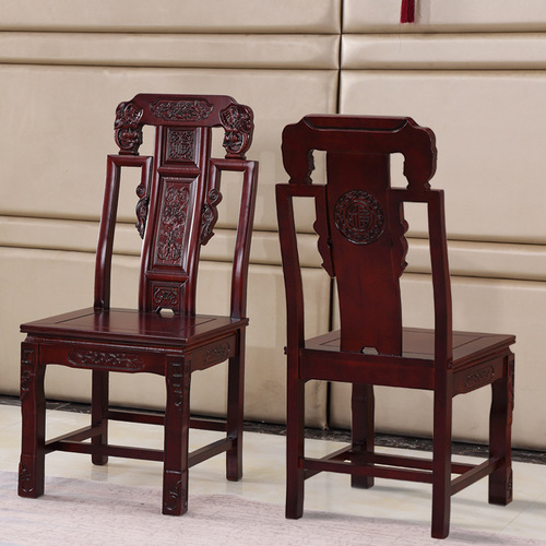 All solid wood antique carved dining chairs Ming and Qing Dynasty dining table backrests for home use in hotels, restaurants and restaurants, new Chinese style light luxury chairs