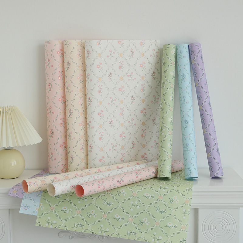 花恋高级感伯利庄园包装纸防水网格艺术纸鲜花花束礼品包装材料