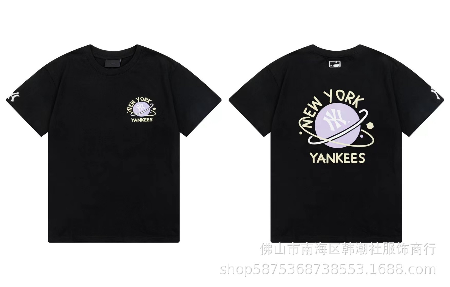 Fábrica al por mayor nueva moda Coreana de alta calidad impresa algodón manga corta hombres y mujeres mismo estilo pareja camiseta suelta soporte código de escaneo