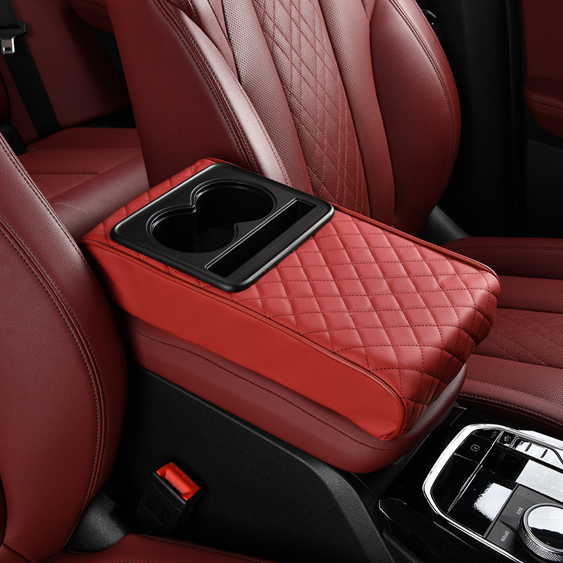 Car Armrest Box Pad Heightening Pad Universal Model for Vehicles with Central Compartment Without Side Pockets, Integrated Phone Holder, Cup Holder, and Storage Box