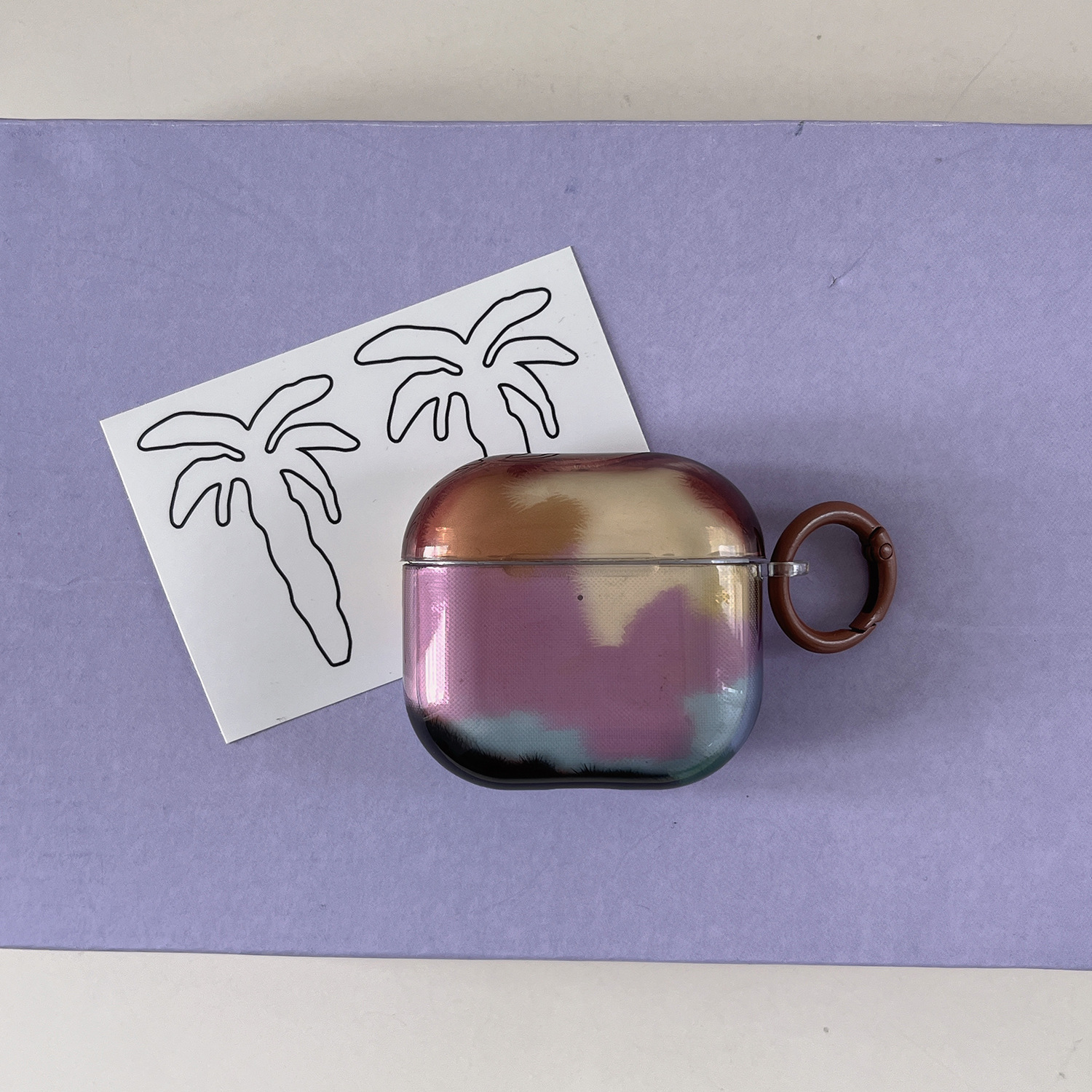 El bloque de color teñido púrpura simple de nicho es adecuado para Airpods nuevo estuche para auriculares de 3/4 generación Pro2 airpods femenino 1/2