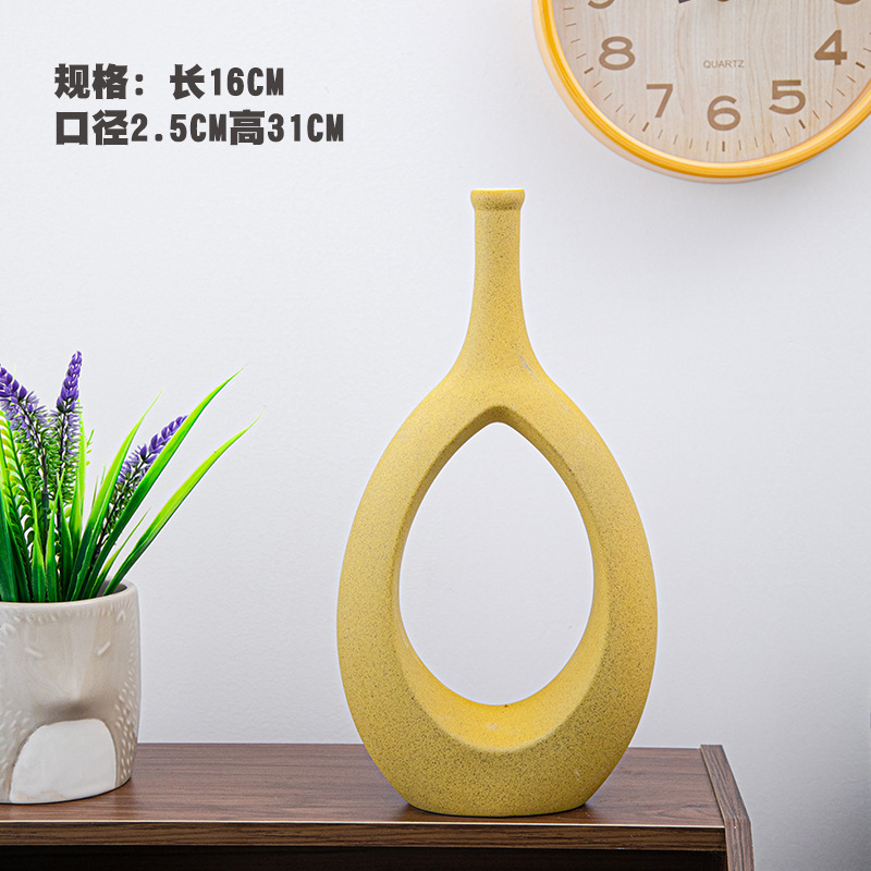 Florero decorativo de cerámica, diseño artístico, ideal para sala de estar, pasillo o habitación, decoración suave y elegante