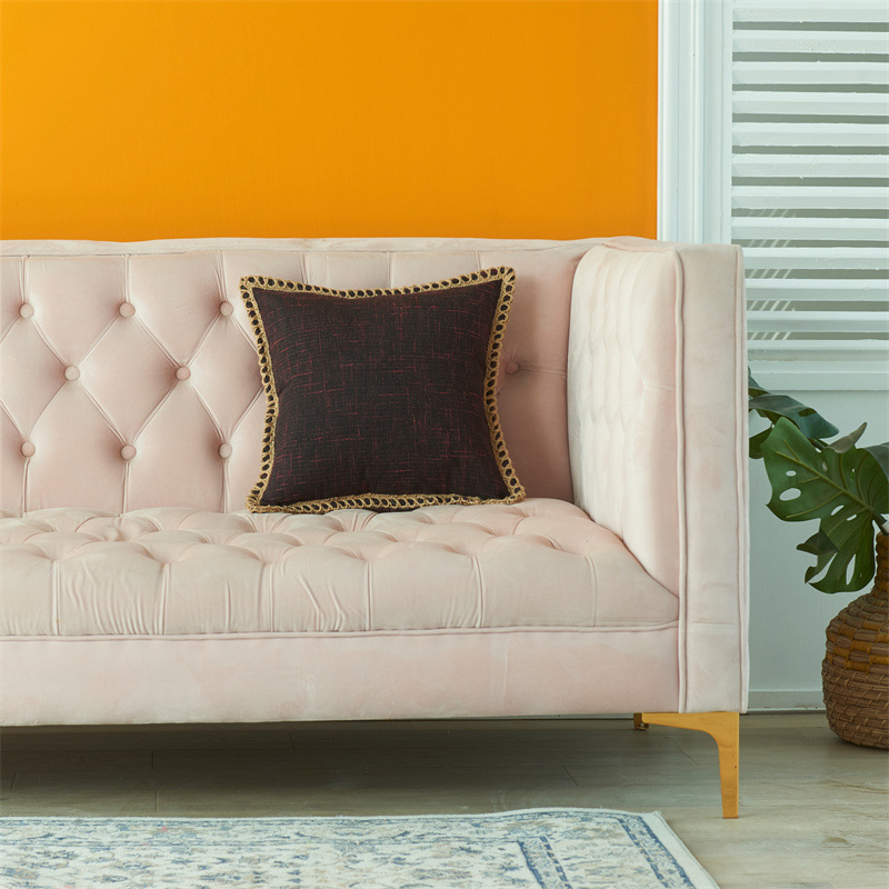 Housse de coussin de canapé décorative tissée en lin de couleur unie simple de style nordique nouvelle taie d'oreiller de décoration pour la maison_voghion.com