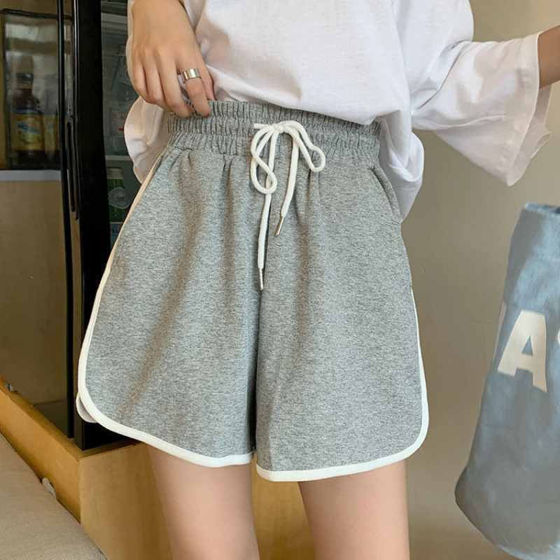 阔腿裤子女2025夏季新款韩版学生高腰热裤休闲运动裤五分短裤女潮|undefined