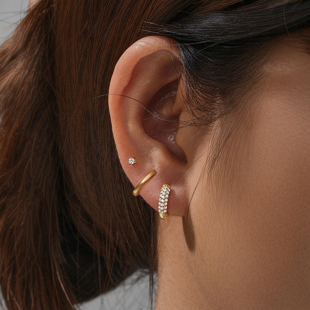 4g Weight Zircon Inlay Material Earrings Classification 3 Pieces Set Quantity Daily Occasion 925 Sterling Silver Material Geometric Pattern Women's Gender Plating, Inlay Design Simple Style Style 3 Pieces Set 925 Sterling Silver Zircon Geometric Earrings 45