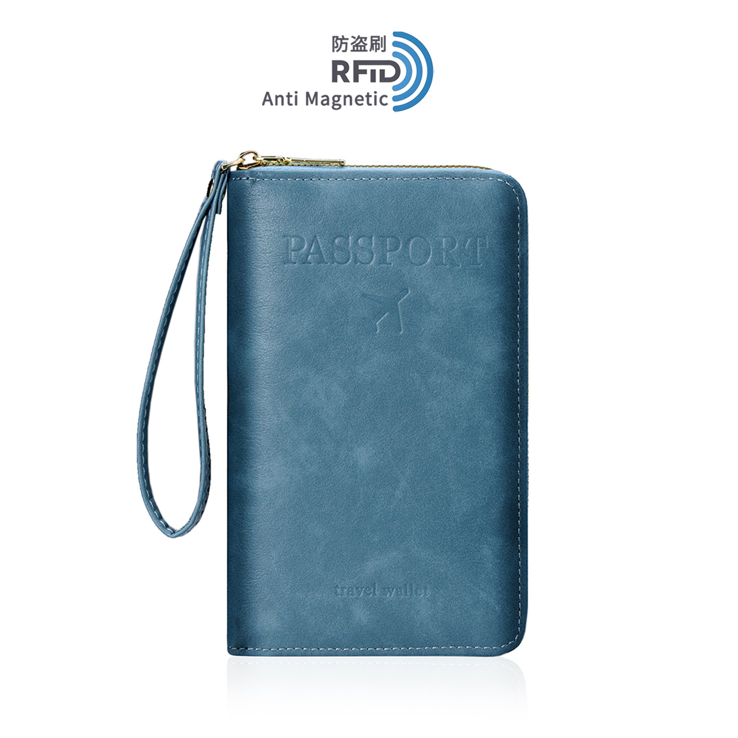 Porta Pasaportes Largo RFID 2025, Bolsa para Documentos y Boletos, Bolsa de Viaje Multifuncional con Cierre