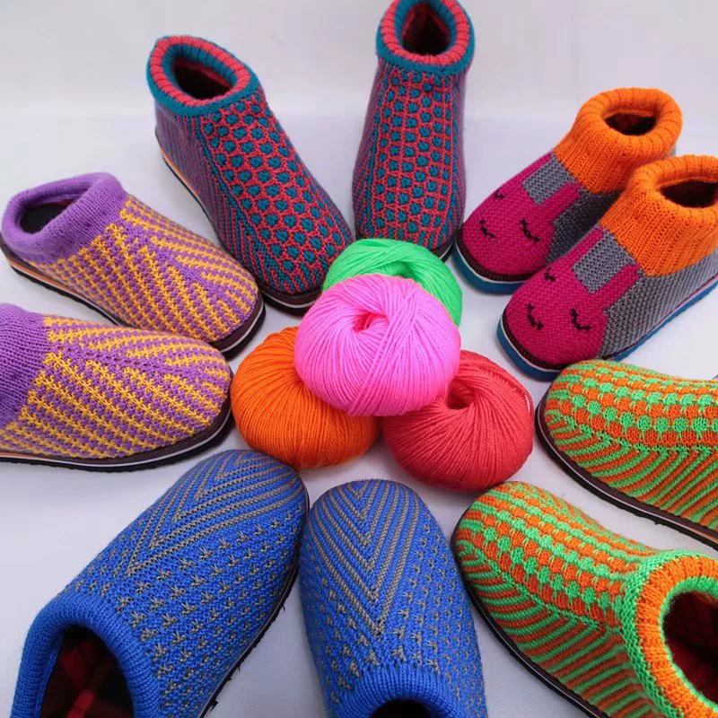 Оптовая продажа 4 акции акриловой акриловой шерстяной группы тонкой нити вязаный свитер крюк обувь крюк тапочки X20