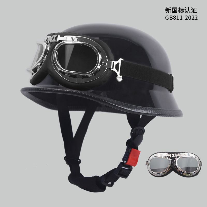 MAHAER Nuevo estándar nacional para hombres y mujeres Ha Retro Cruise Prince Half Casco Lei Net Red Coche eléctrico Casco de seguridad Casco
