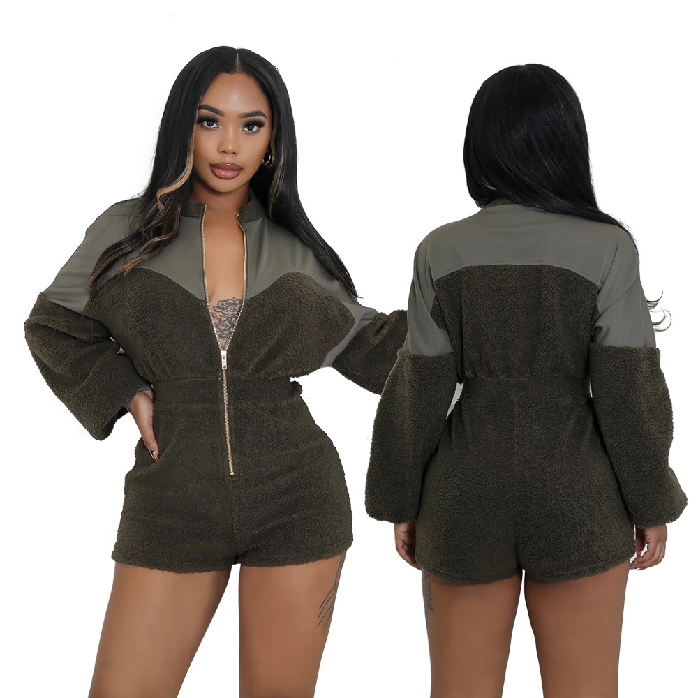  Sleek Zip-Front Jumpsuit - Stylish Long Sleeve Romper For Women_voghion.com
