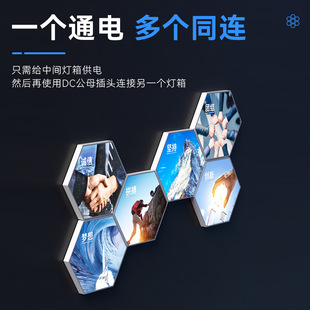 Hexagonal endless magnetic light box enterprise background wall advertising decoration LED display board seconds change picture billboard