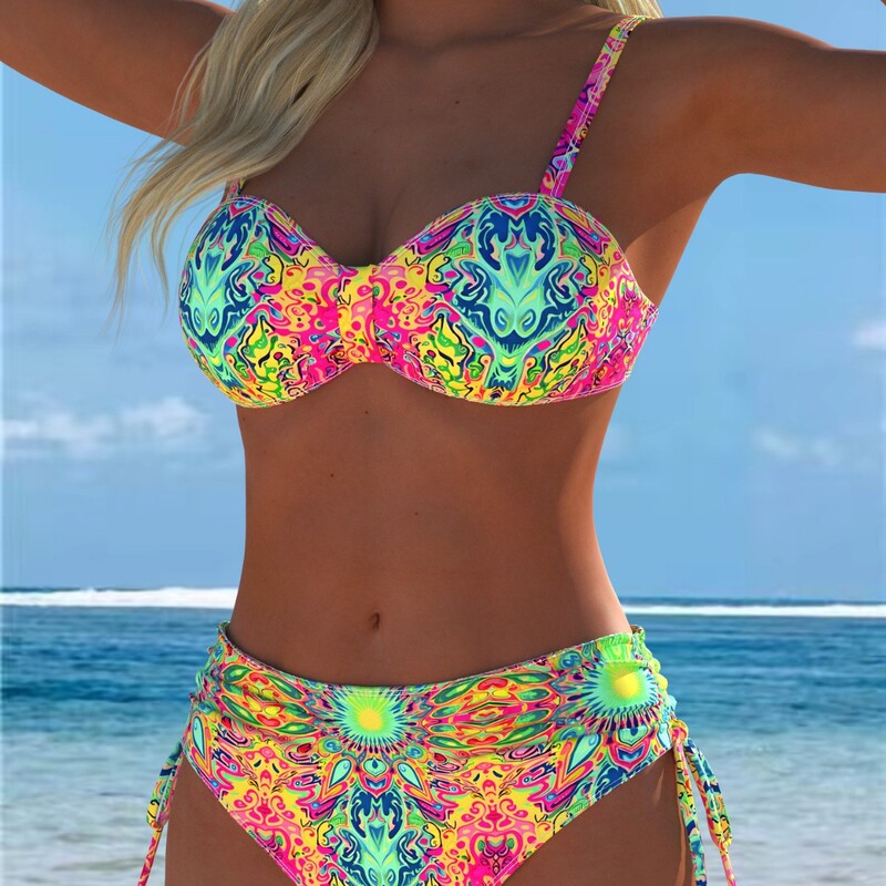 2026 New Style Ruffled European and American High-Waisted Printed Women's Bikini Set Amazon Bikini Cross-Border 2026 New Style Ruffled European and American High-Waisted Printed Women's Bikini Set Amazon Bikini Cross-Border
